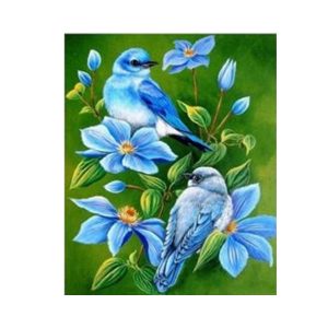 Pajaro azul con flores - pintarpornumeros