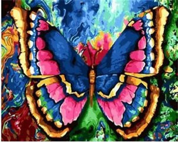 Pintura por numeros mariposa de colores