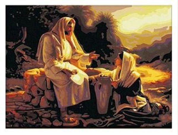 Jesus y La Samaritana - Pintar por Números